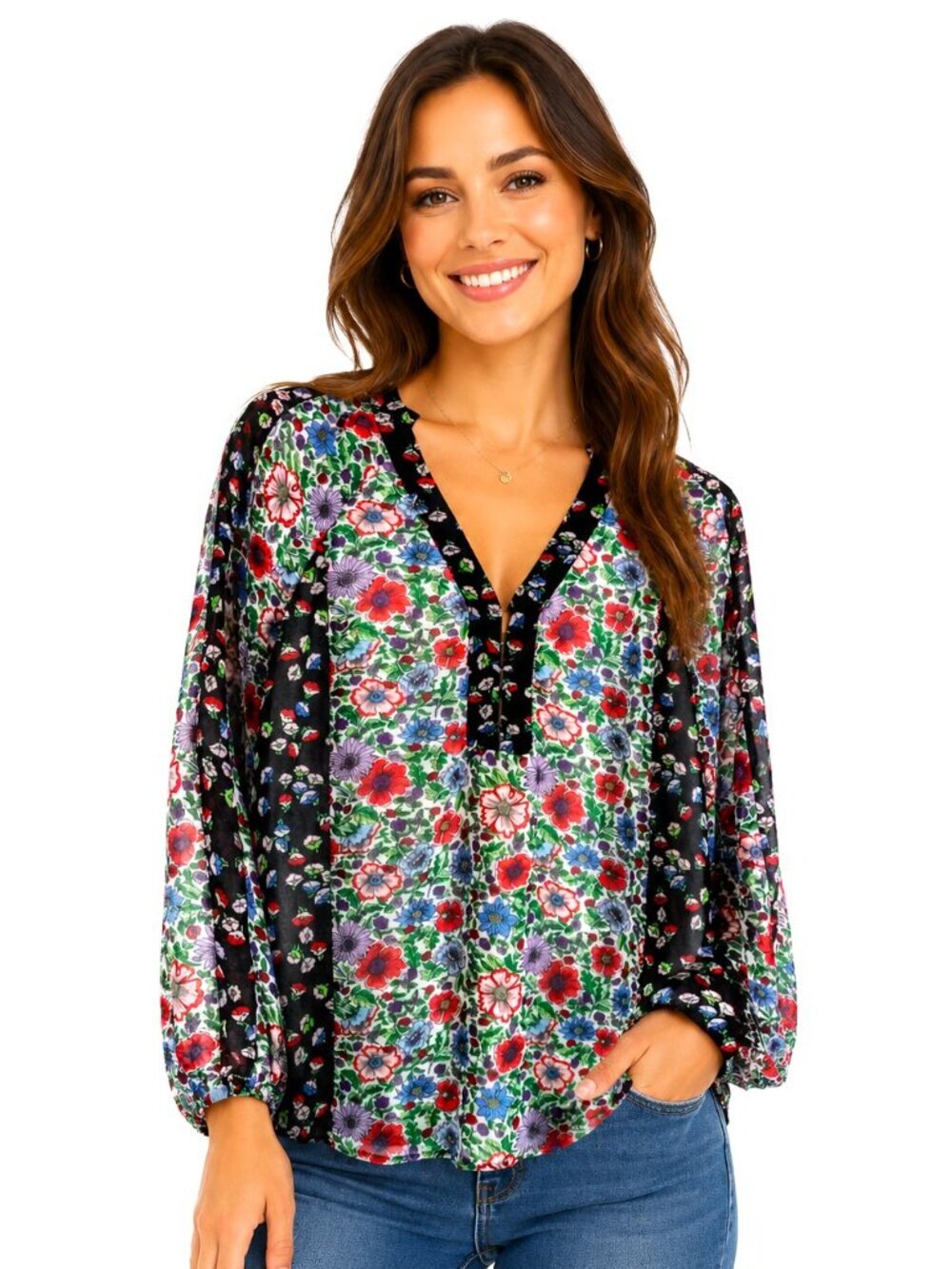 Nanette Lepore In The Moment Multicolor Floral Tunic Top